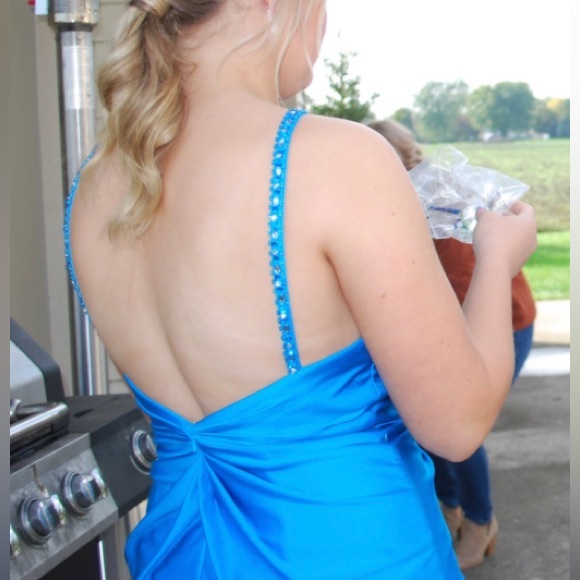 JMarie Homecoming Dress Teal/Blue with slit size 10 - Picture 7 of 7